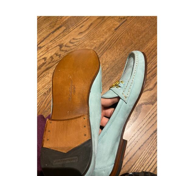 NWOT Salvatore Ferragamo Sport suede Gancini blue Horse Bit Driving loafer 10 B - Picture 3 of 10
